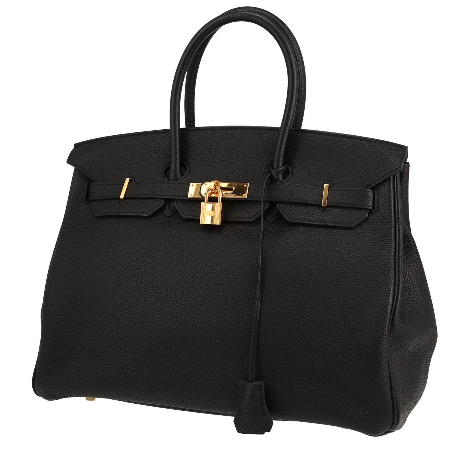 Birkin 35 cm Handbag In Black Togo Leather
