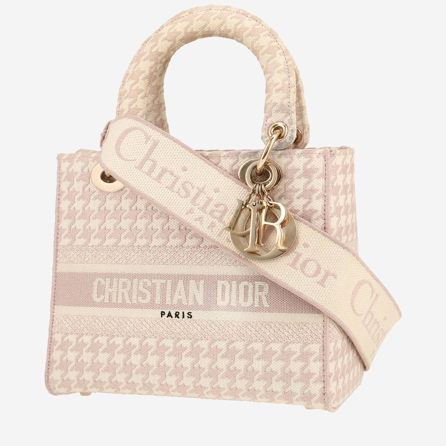 Bolso de mano Dior  Lady D-Lite en lona rosa y beige