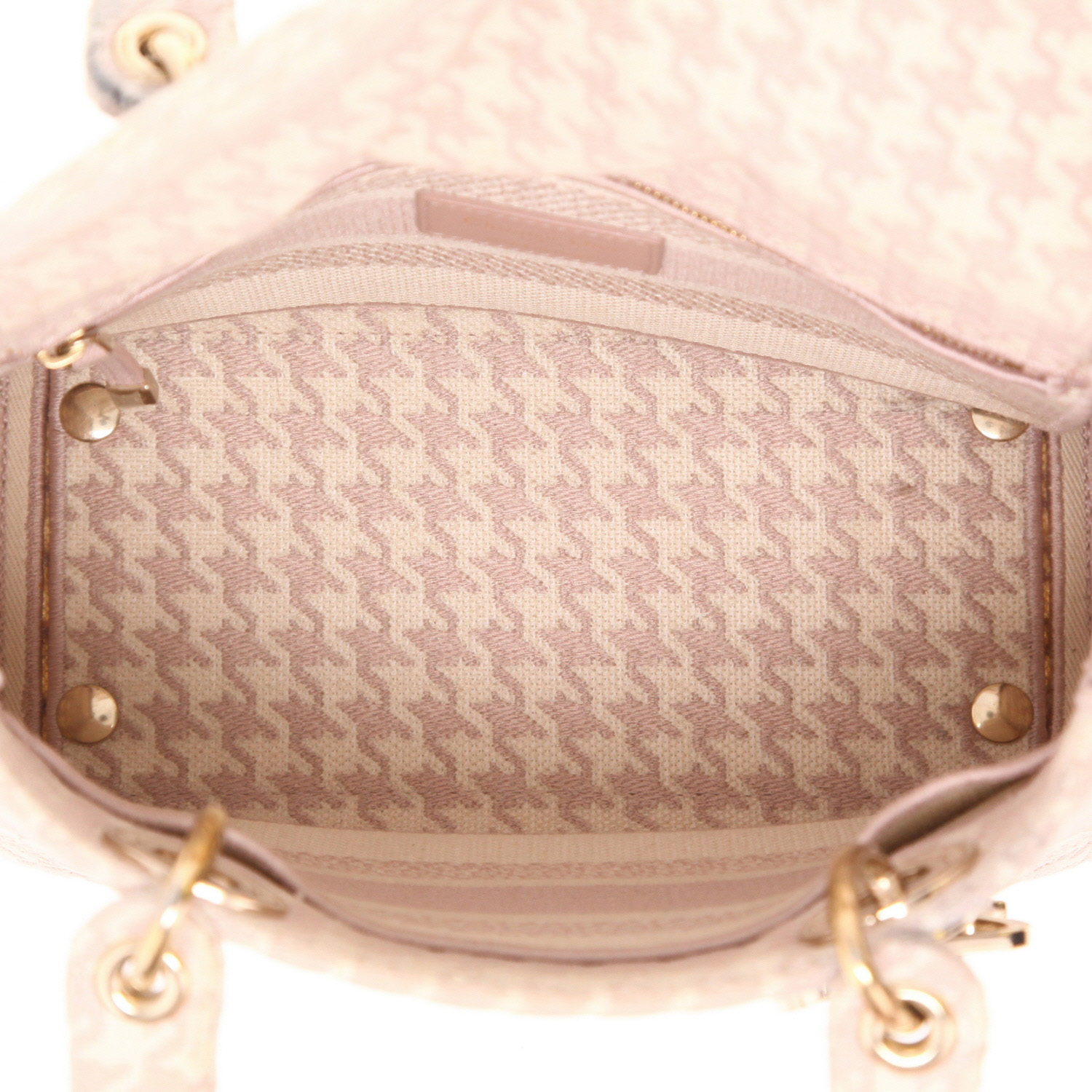 Bolso de mano Dior  Lady D-Lite en lona rosa y beige - Detail D3