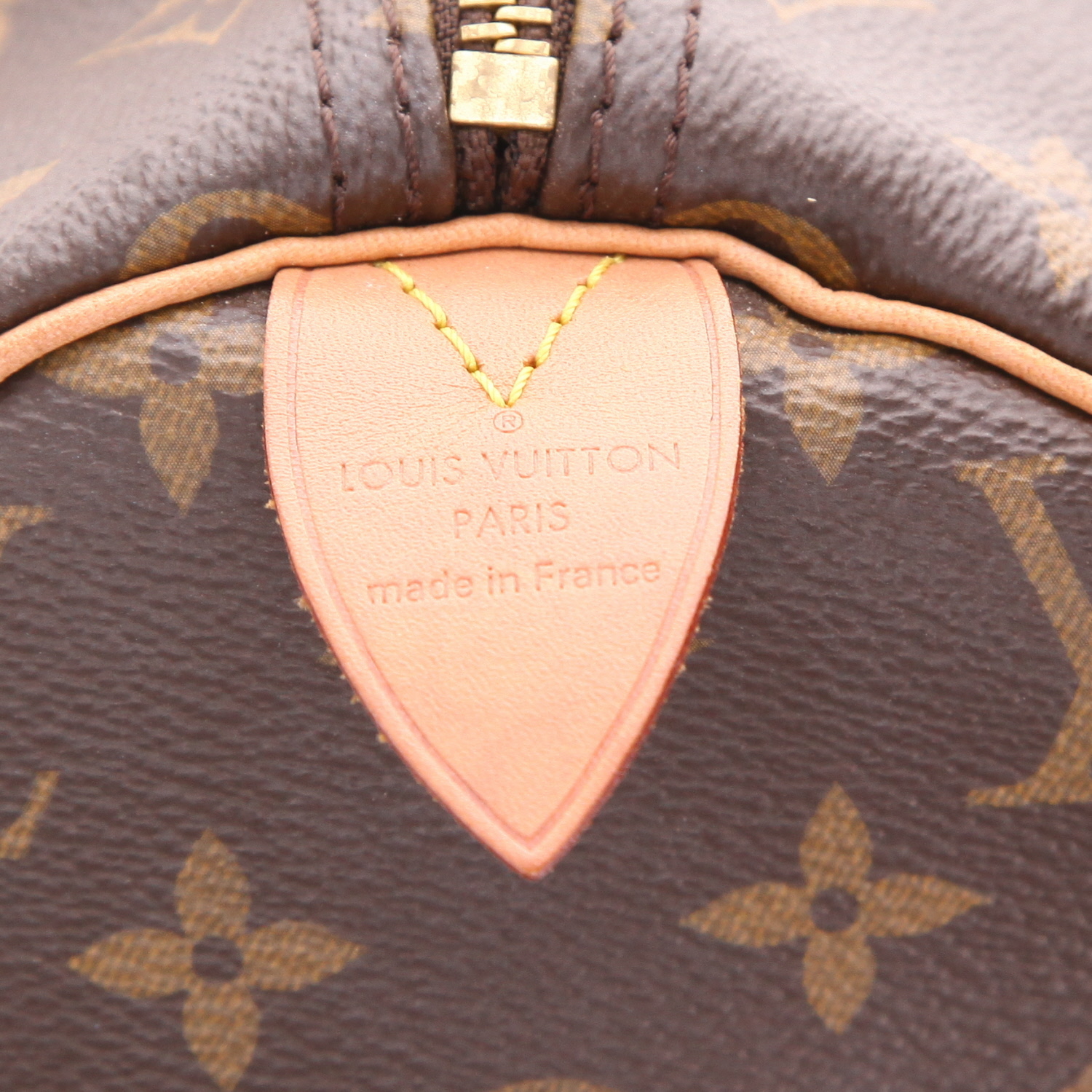 Borsa Louis Vuitton  Speedy 30 in tela monogram marrone e pelle naturale - Detail D2