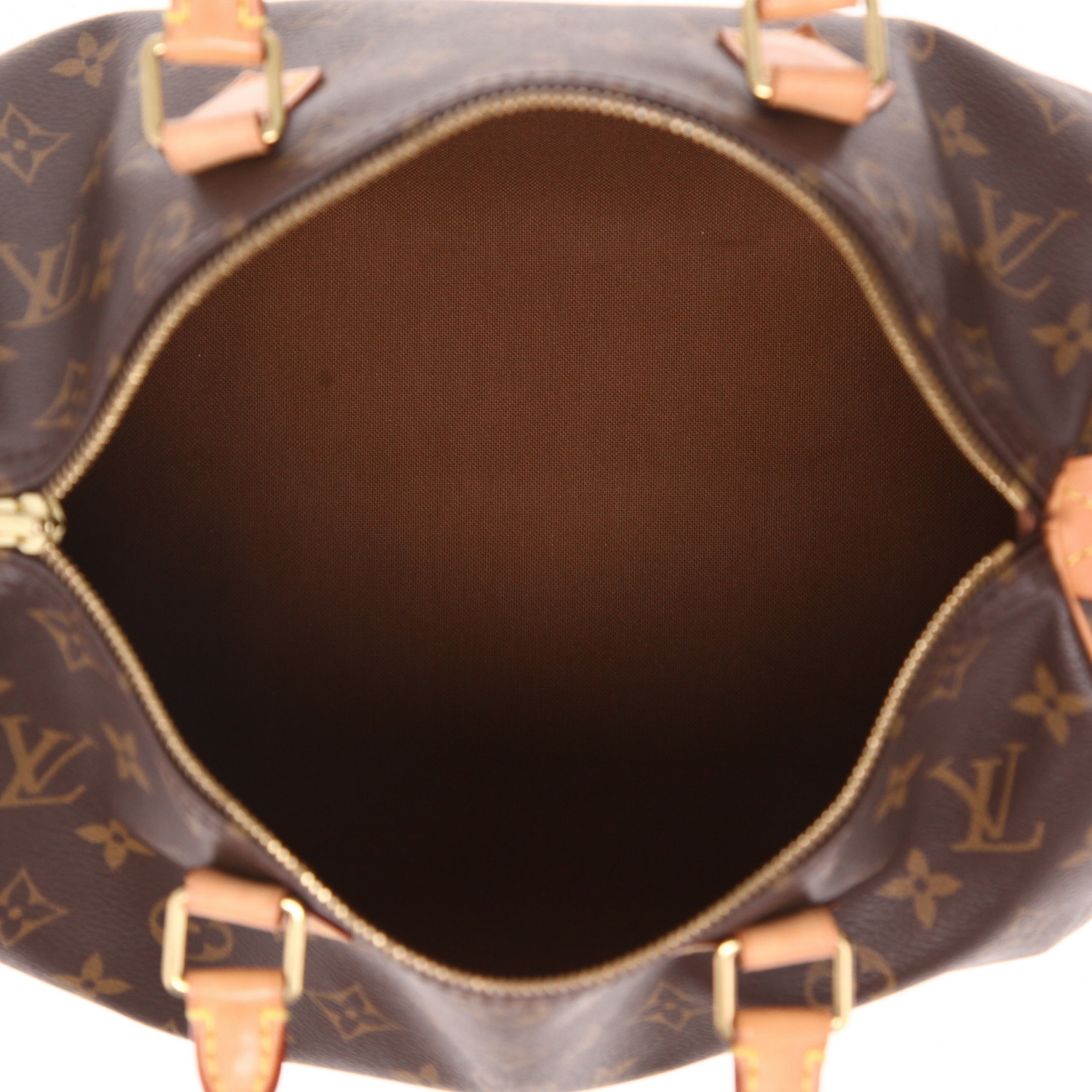 Louis Vuitton  Speedy 30 handbag  in brown monogram canvas  and natural leather - Detail D3