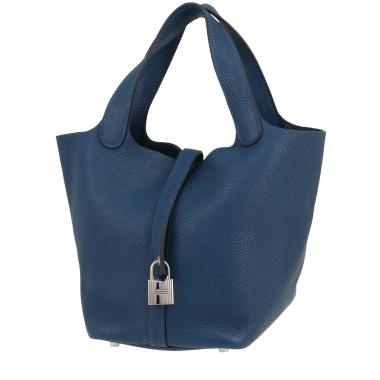 Sac à main Hermès  Picotin 22 cm en cuir taurillon clémence bleu