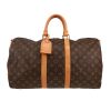 Bolsa de viaje Louis Vuitton  Keepall 45 en lona Monogram marrón y cuero natural - 360 thumbnail