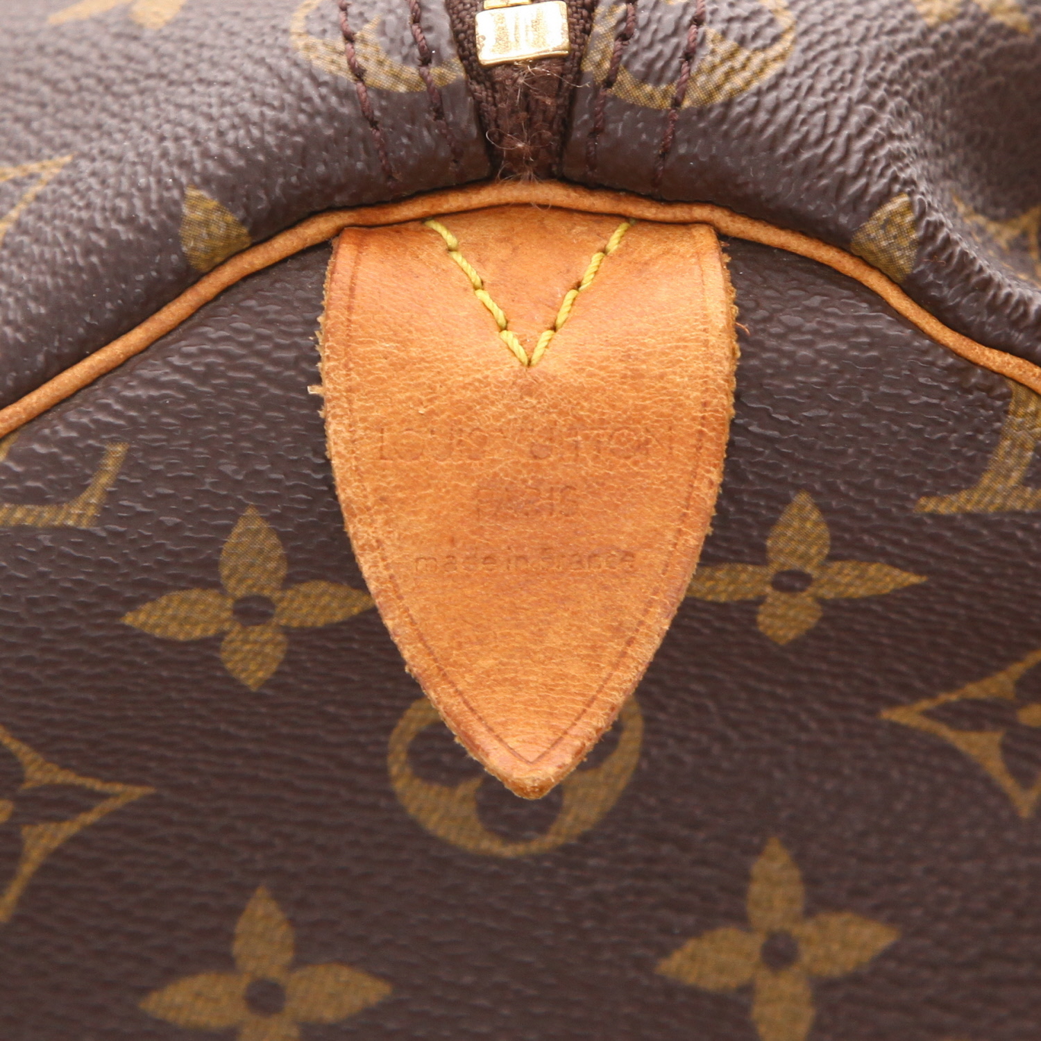 Borsa Louis Vuitton  Speedy 35 in tela monogram marrone e pelle naturale - Detail D2