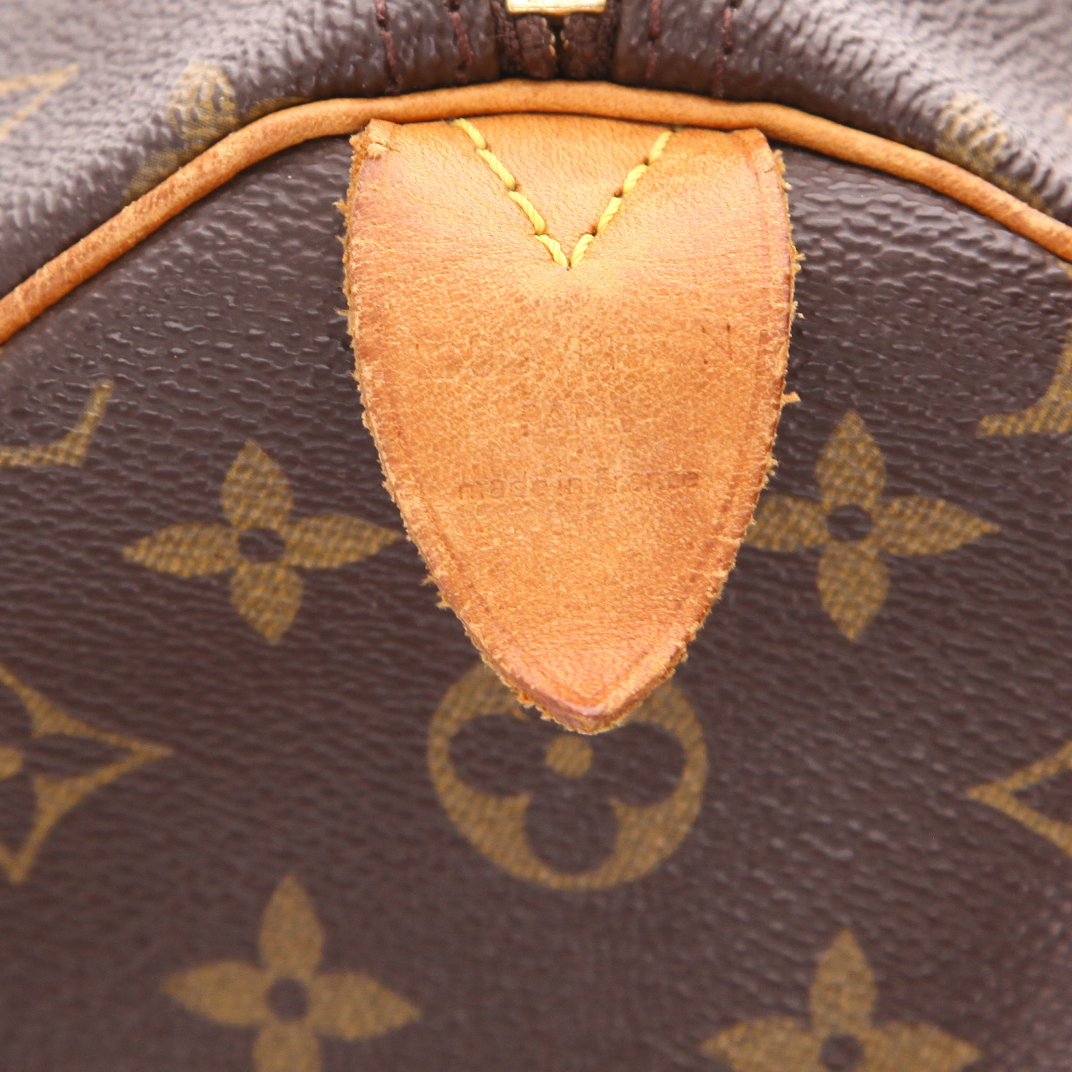 Bolso de mano Louis Vuitton  Speedy 35 en lona Monogram marrón y cuero natural - Detail D2