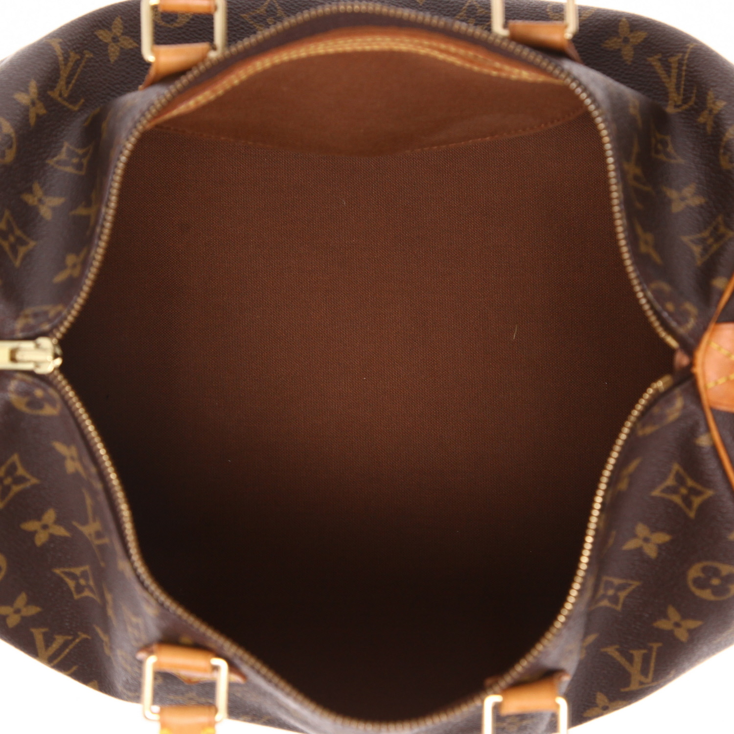 Borsa Louis Vuitton  Speedy 35 in tela monogram marrone e pelle naturale - Detail D3