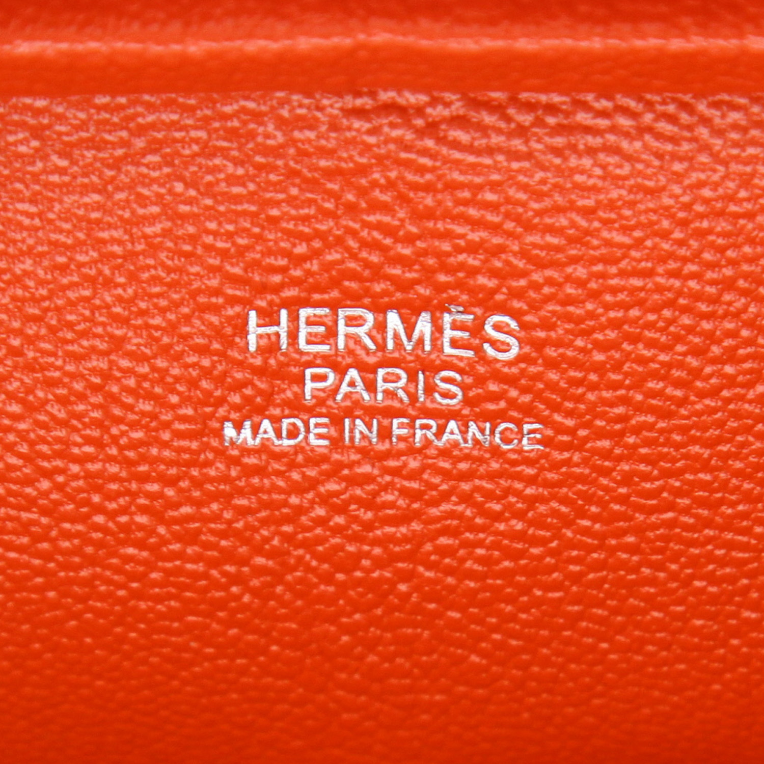 Hermès  Plume handbag  in Poppy orange Evergrain leather - Detail D2