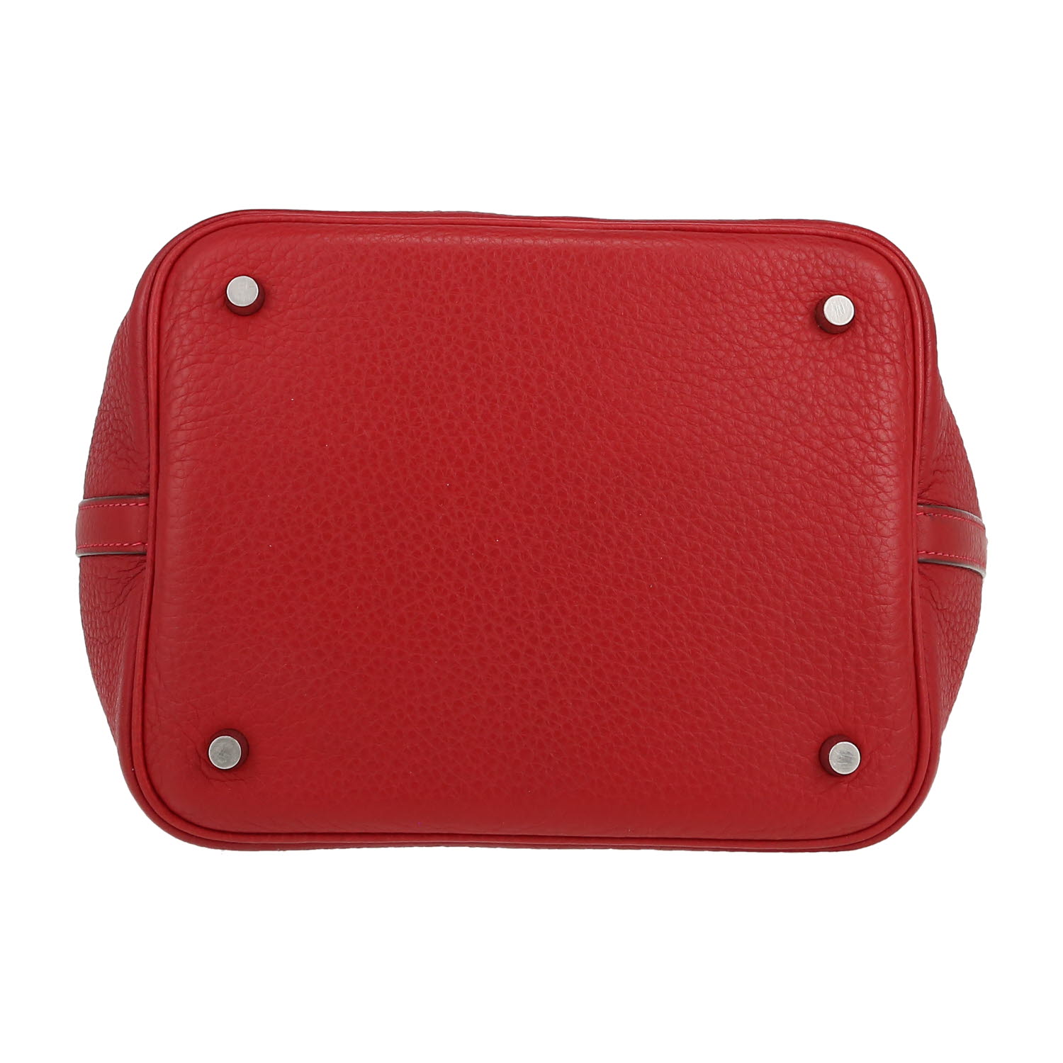 Bolso de mano Hermès  Picotin 22 cm en cuero taurillon clémence rojo Garance - Detail D1