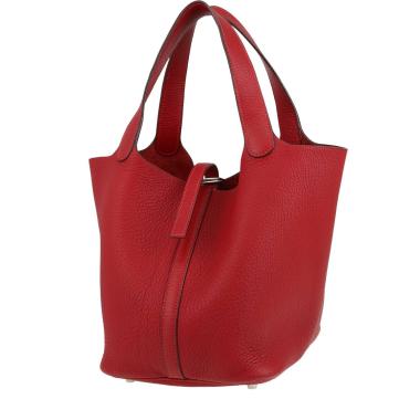 Bolso de mano Hermès  Picotin 22 cm en cuero taurillon clémence rojo Garance