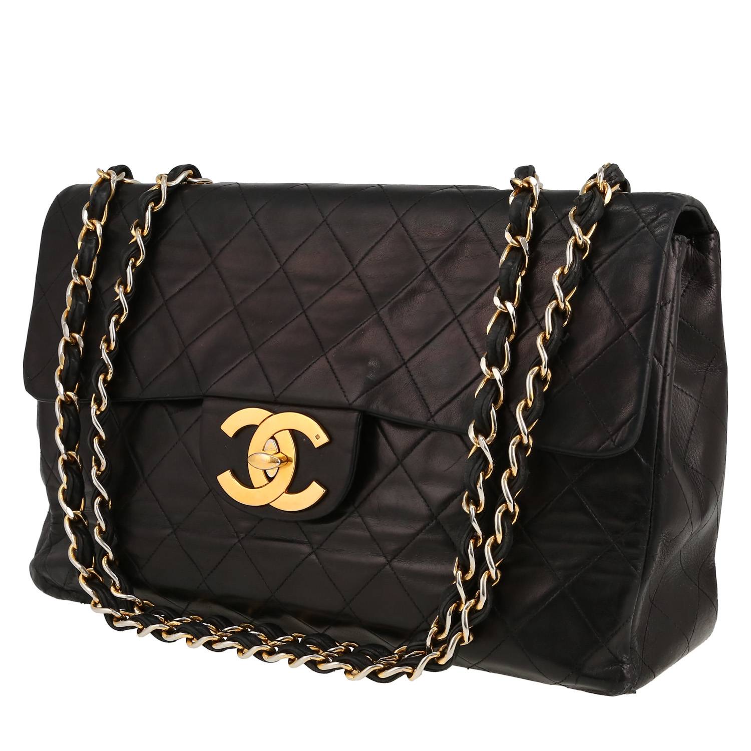 Timeless Maxi Jumbo Handbag In Black Quilted Leather