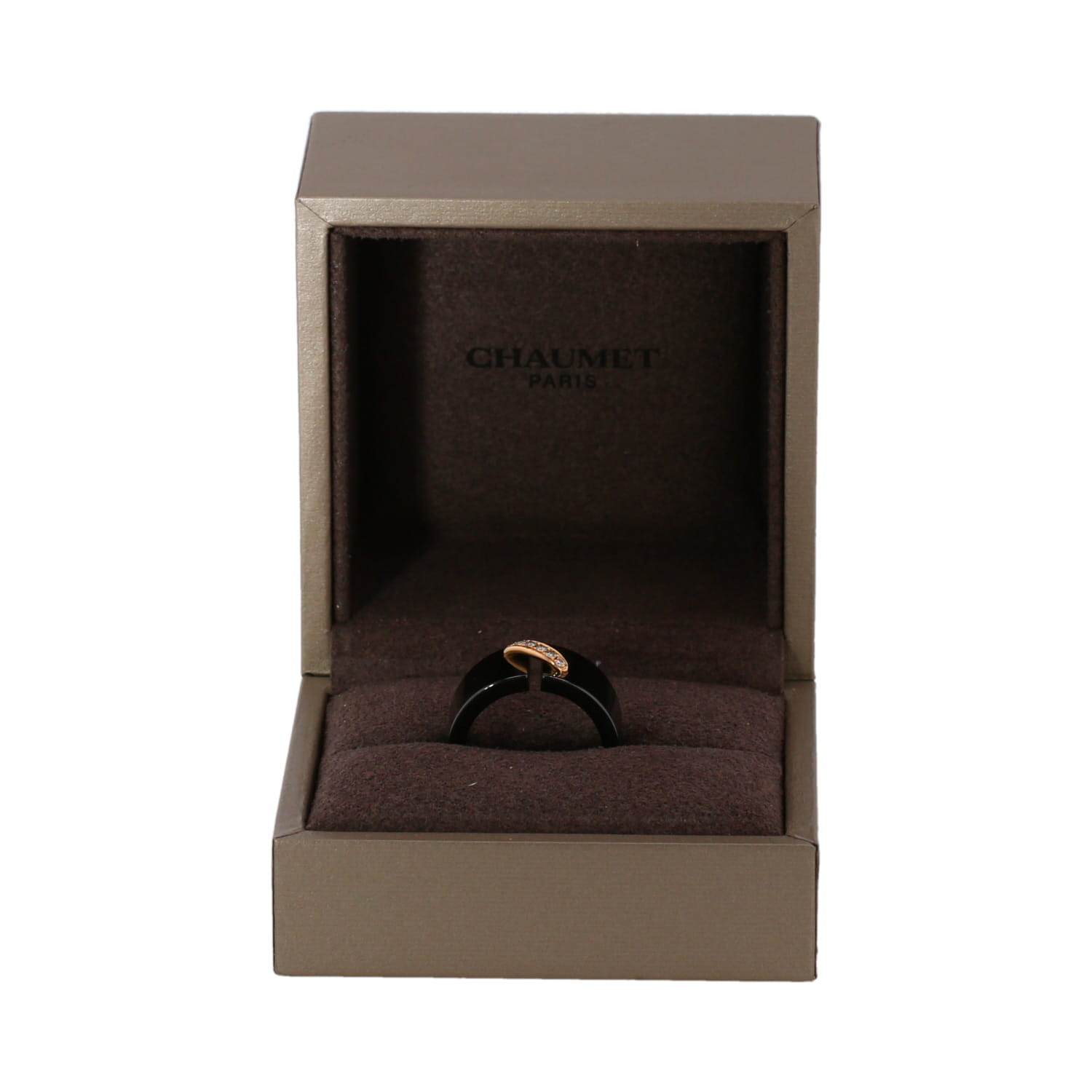 Sortija Chaumet Lien modelo grande de oro amarillo, diamantes y cerámica negro - Detail D2