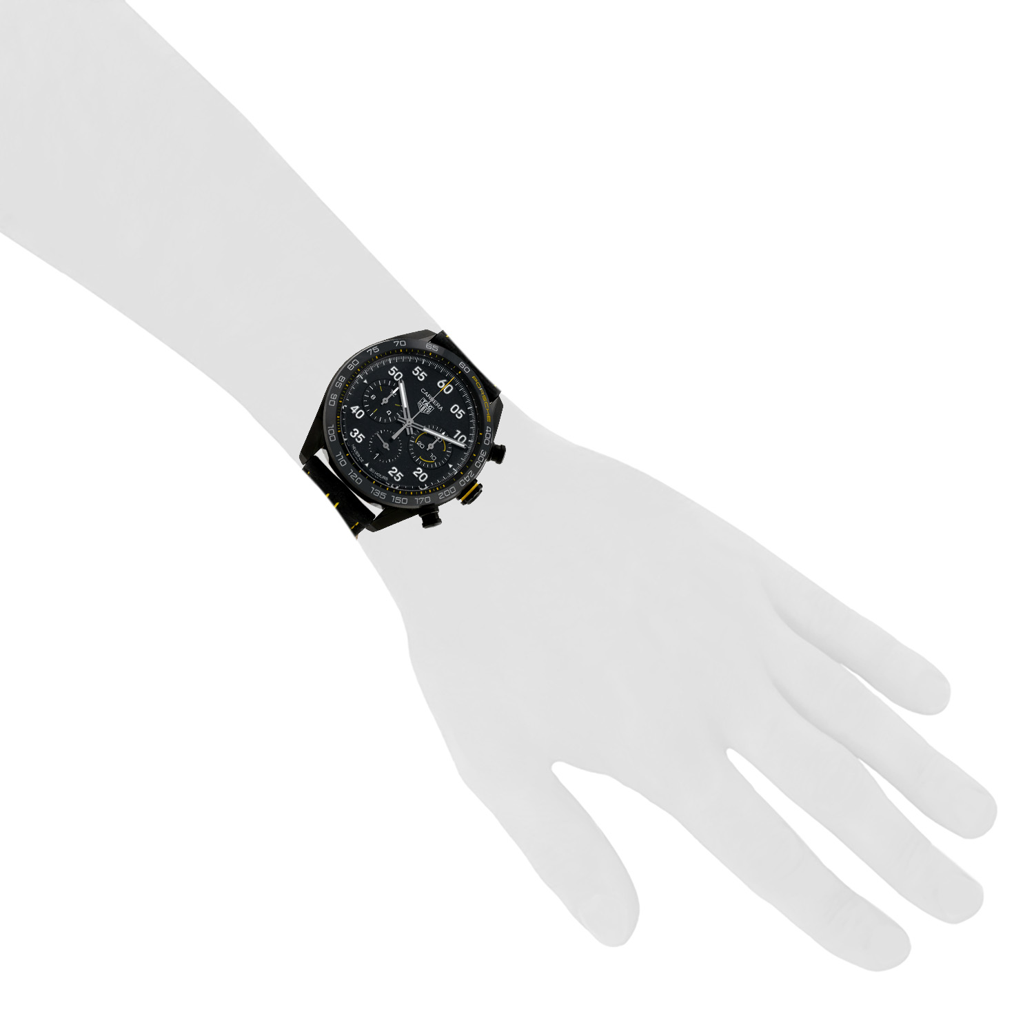 TAG Heuer Carrera Automatic Chronograph x Porsche, limited edition  in ceramic black and stainless steel Ref: TAG Heuer - CBN2A1H  Circa 2022 - Detail D1