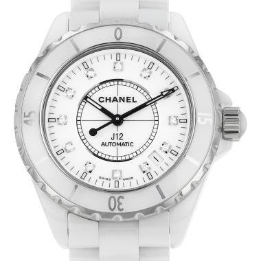 Montre Chanel J12 Joaillerie en céramique blanche et acier Ref: Chanel - H1629  Vers 2007