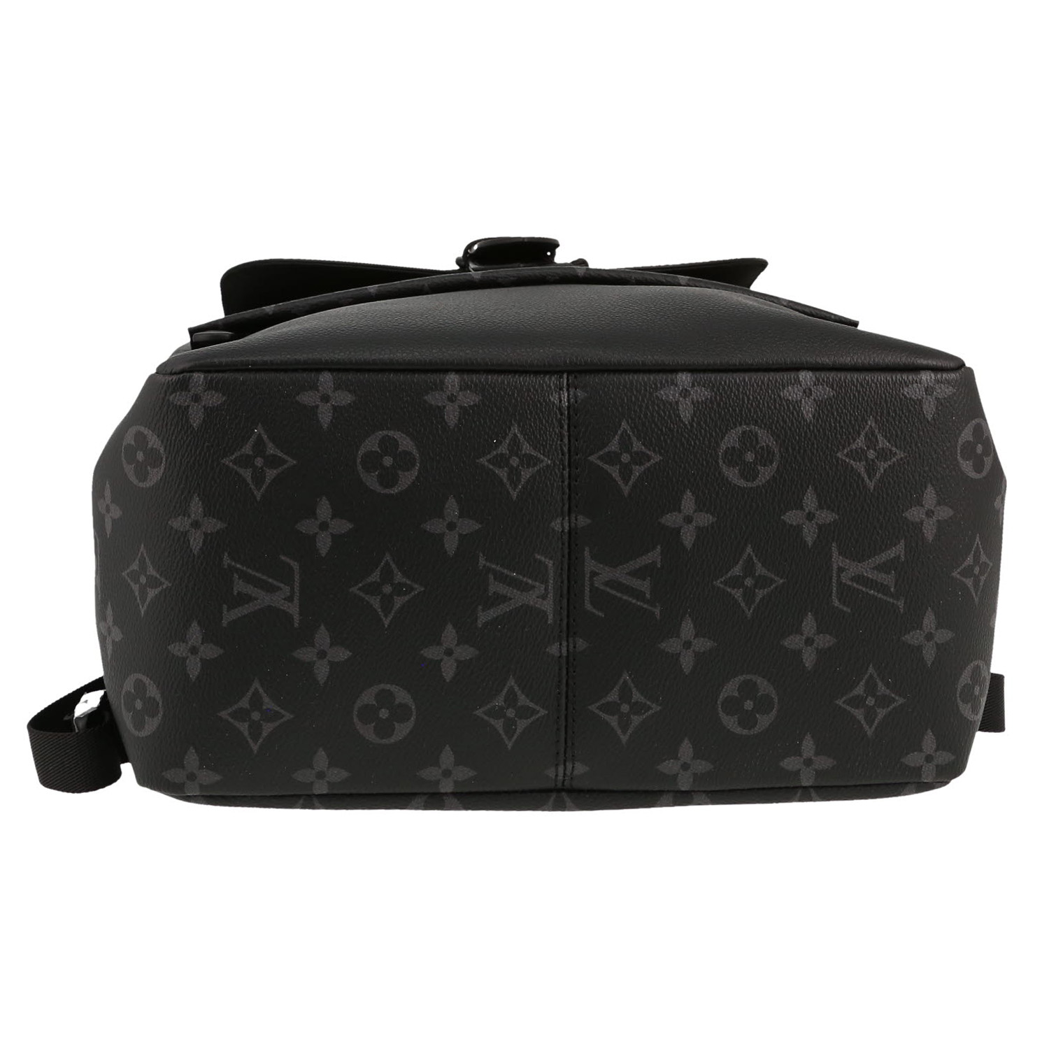 Sac à dos Louis Vuitton  Saumur Backpack en toile monogram gris Eclipse et cuir noir - Detail D1