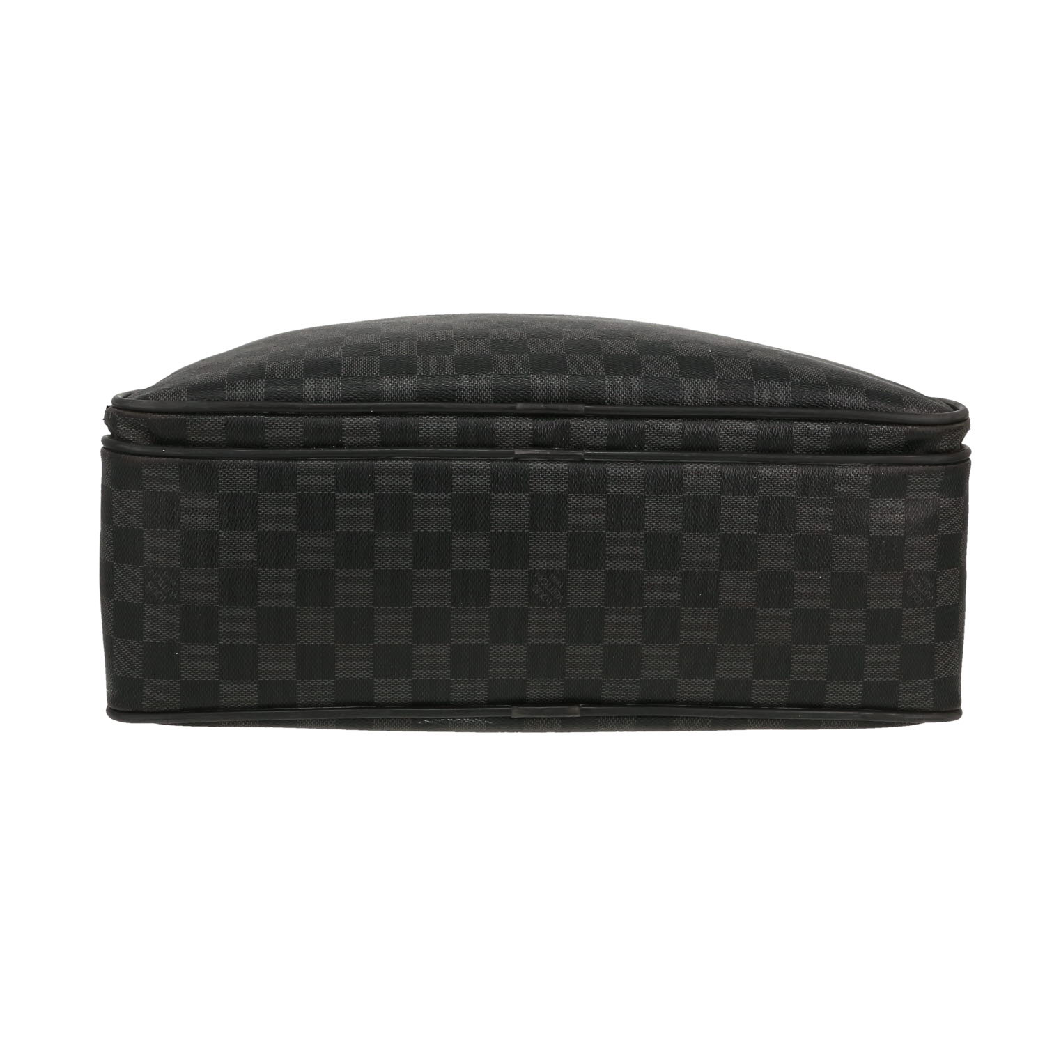 Sac bandoulière Louis Vuitton  Messenger Voyager en toile damier graphite et cuir noir - Detail D1