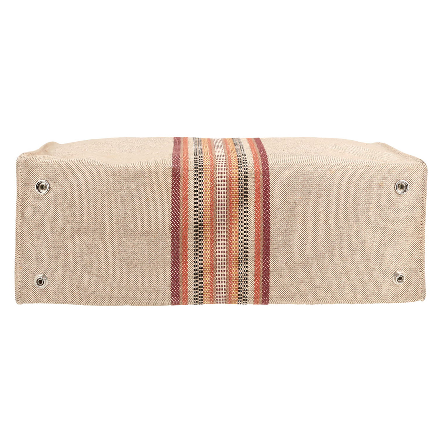 Hermès   shopping bag  in beige canvas - Detail D1