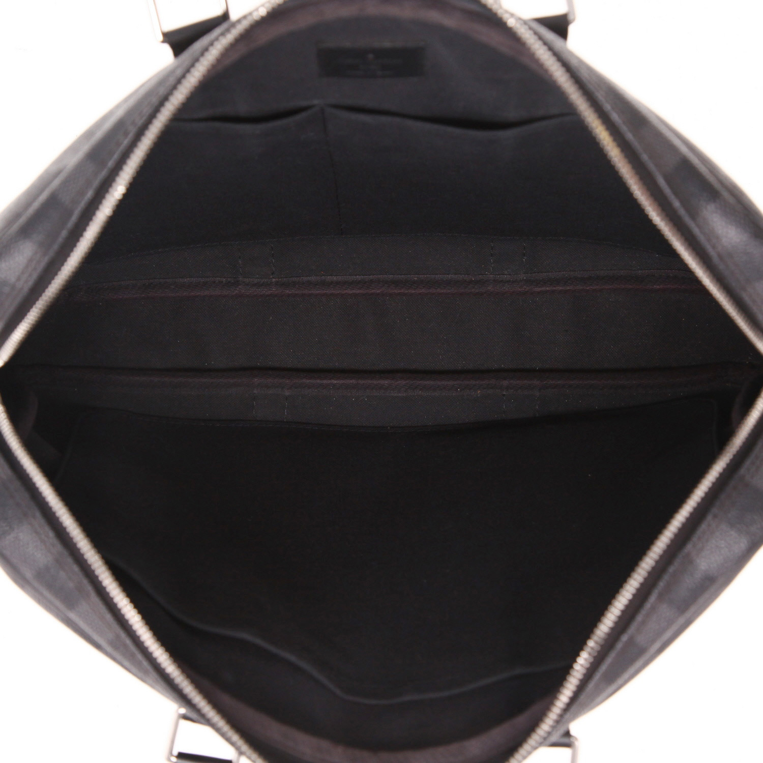 Sac bandoulière Louis Vuitton  Porte documents Voyage en toile damier graphite et cuir noir - Detail D3
