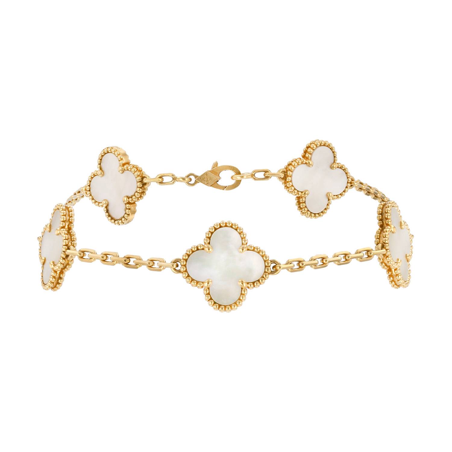 Brazalete Van Cleef & Arpels Vintage Alhambra de oro amarillo y nácar