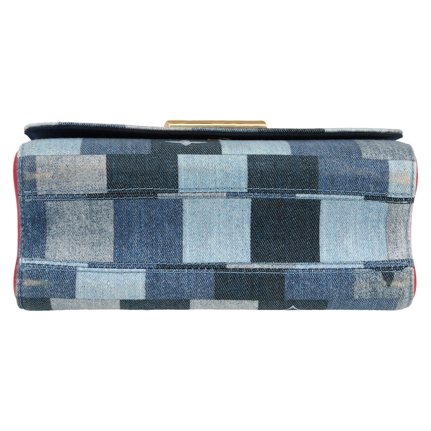 Bolso de mano Louis Vuitton  Twist en lona denim azul y cuero rojo - Detail D1