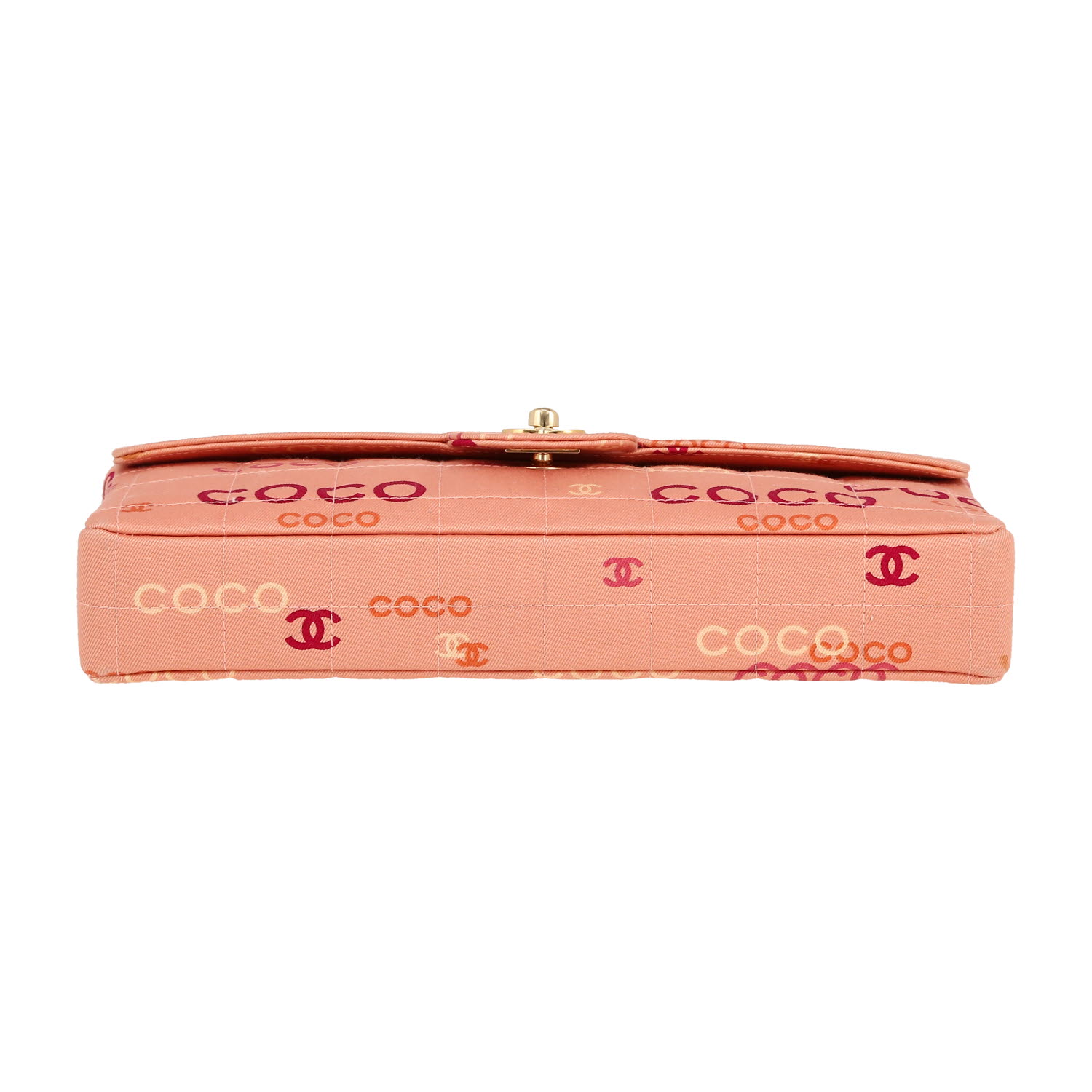 Bolso bandolera Chanel  Choco bar en lona Monogram color salmón - Detail D1