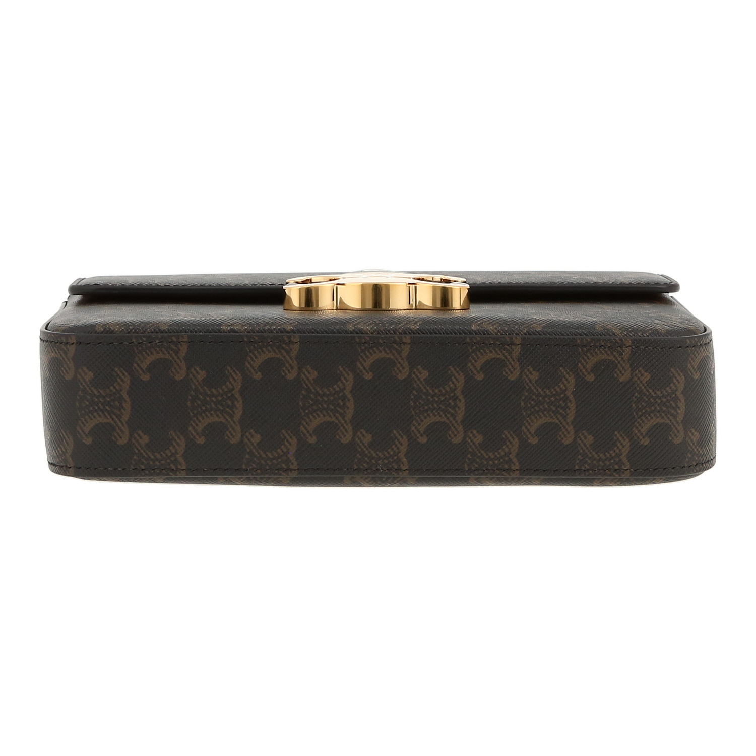 Borsa Celine  Claude in tela "Triomphe" e pelle marrone - Detail D1