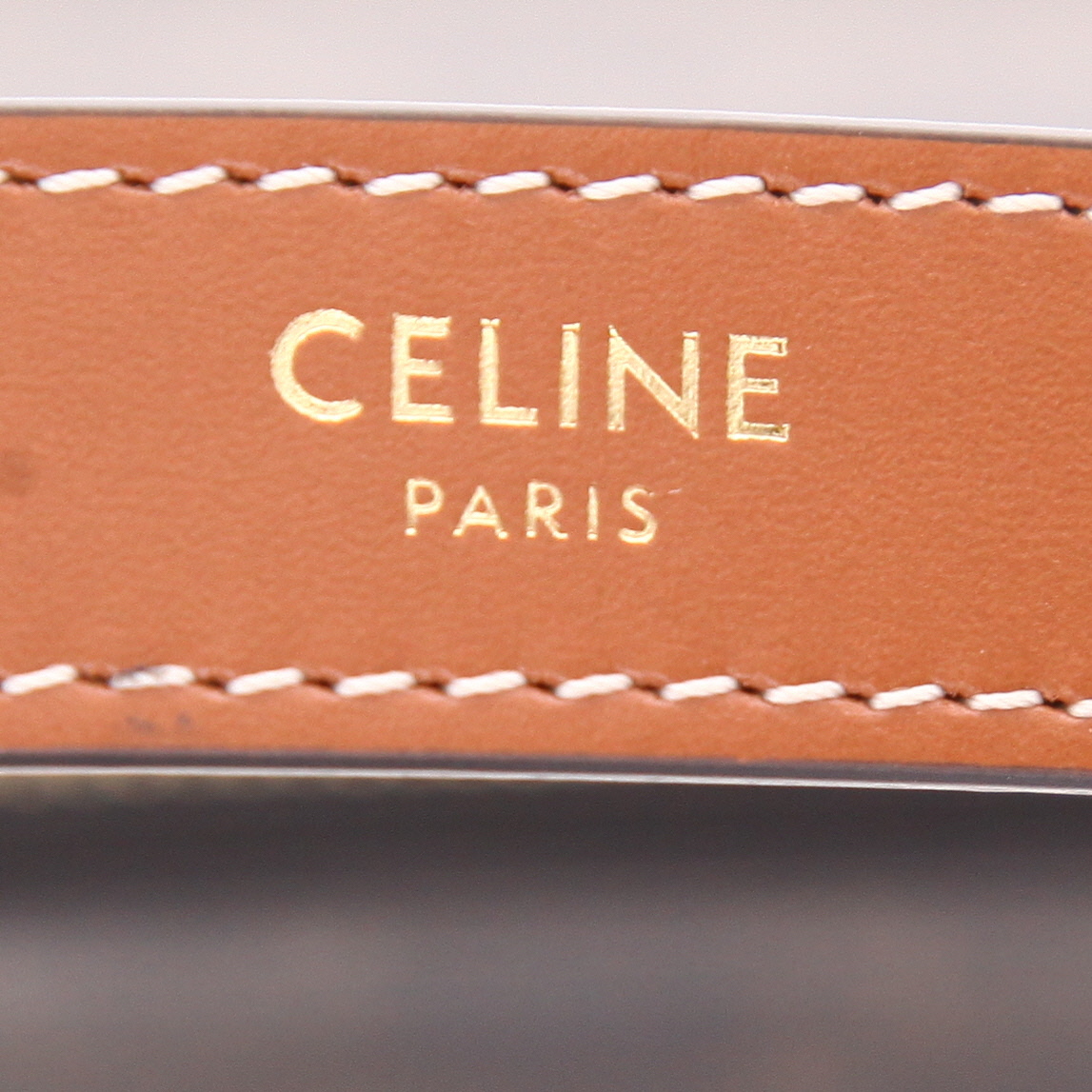 Celine  Ava medium model  handbag  "Triomphe" canvas  and brown leather - Detail D2