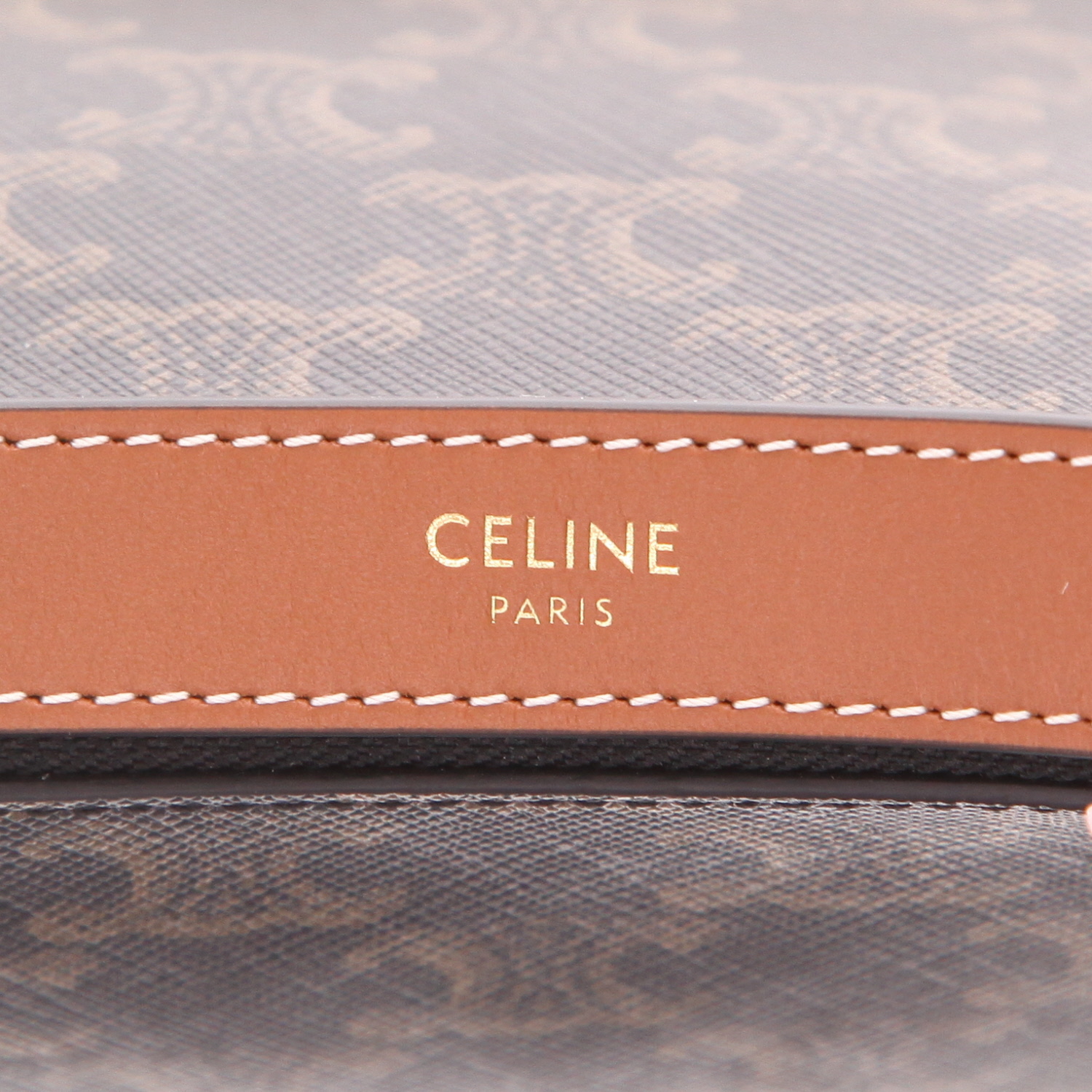 Celine  Ava medium model  handbag  "Triomphe" canvas  and brown leather - Detail D2