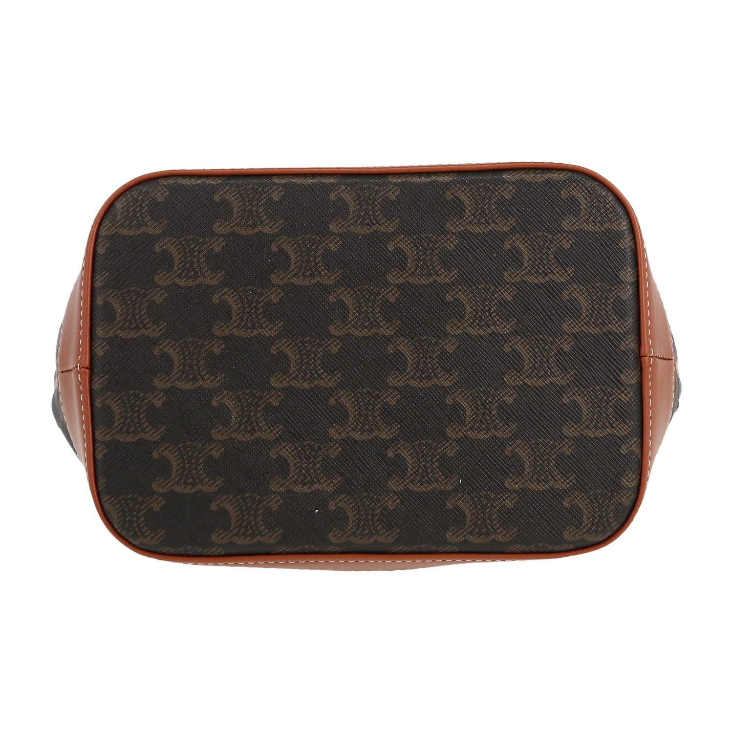 Celine  Seau small model  shoulder bag  in brown monogram canvas  and brown leather - Detail D1