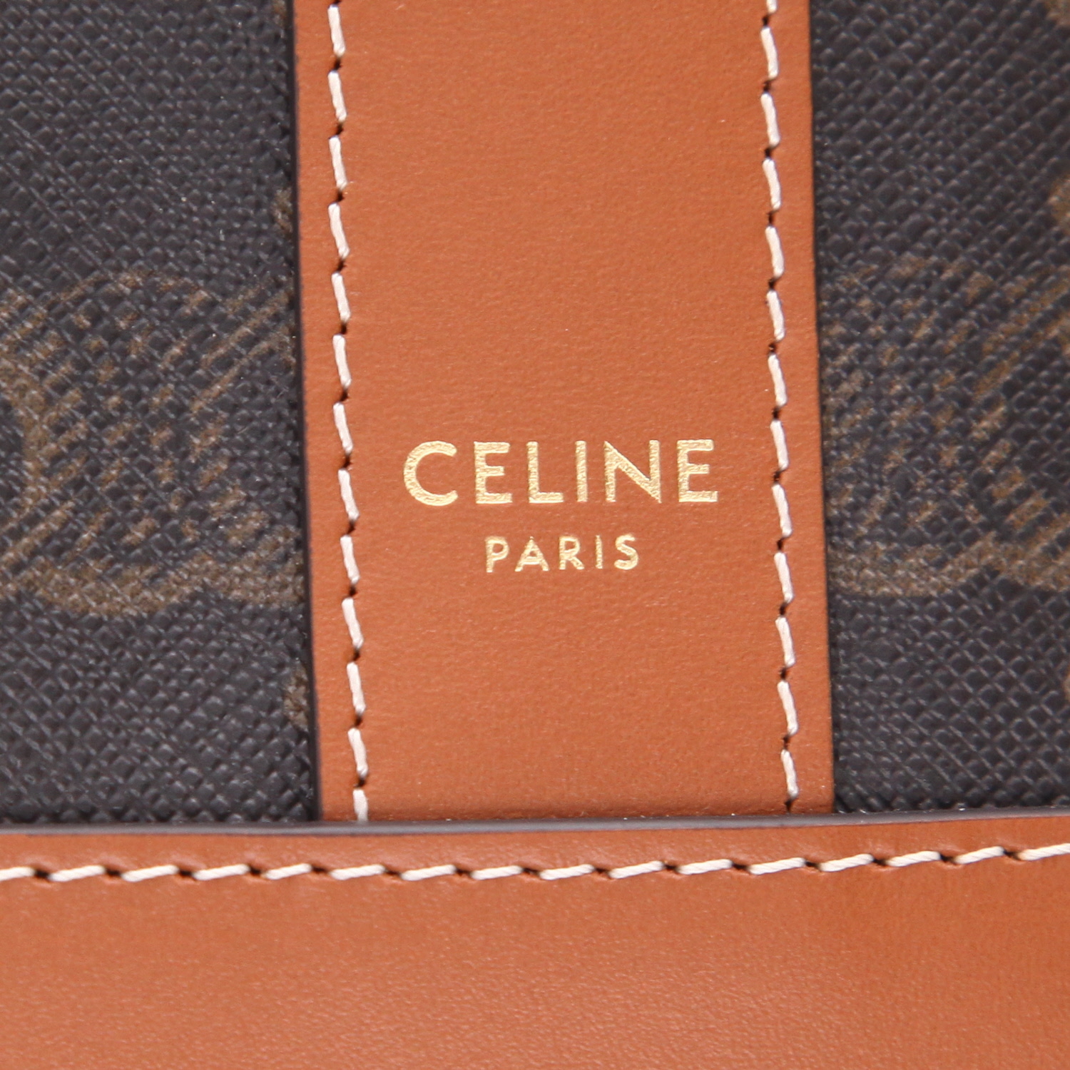 Celine  Seau small model  shoulder bag  in brown monogram canvas  and brown leather - Detail D2