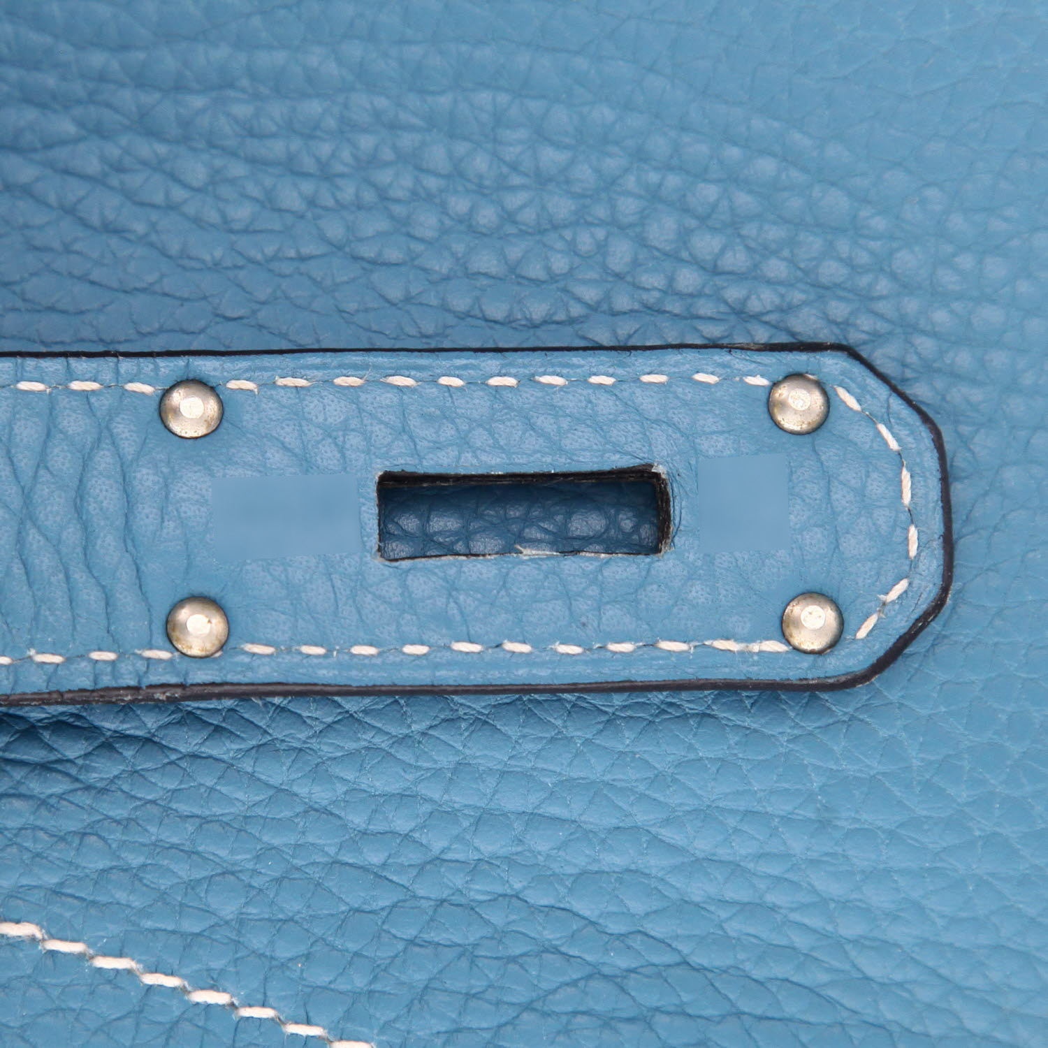 EAG9206 Sac porté épaule ou main Hermès  Birkin Shoulder en cuir togo bleu-jean - Detail D4