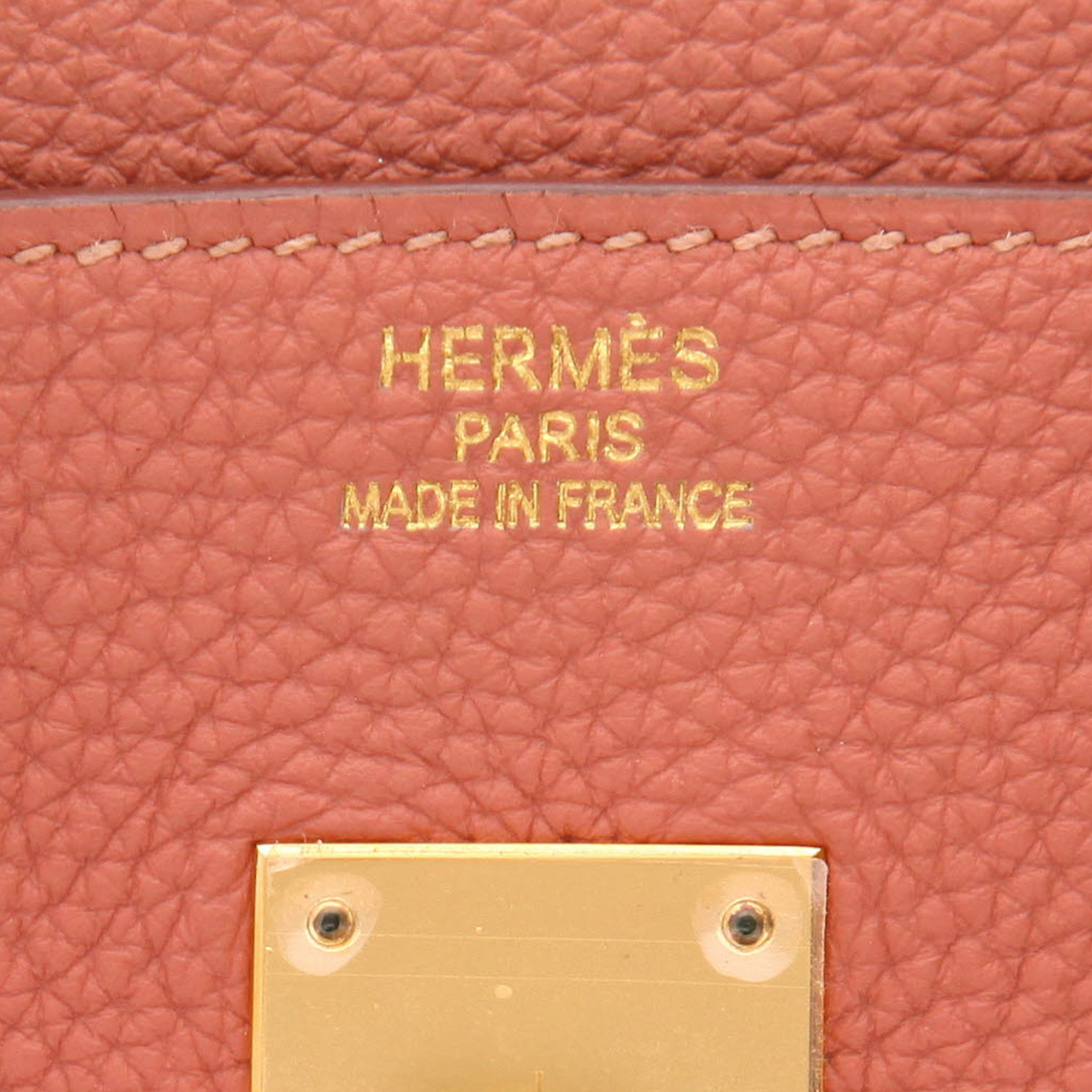 Bolso de mano Hermès  Birkin 35 cm en cuero togo rosa Thé - Detail D2