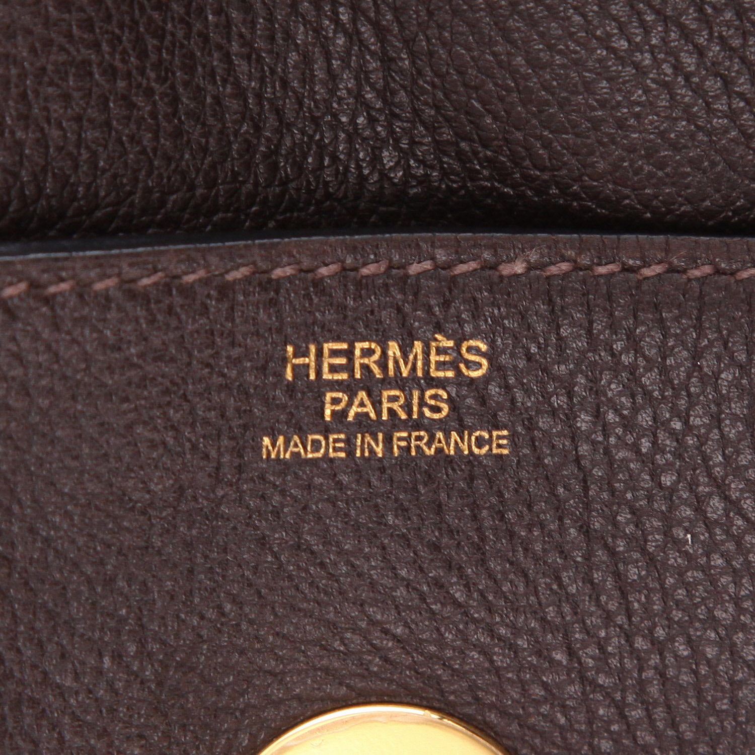 Borsa a spalla Hermès  Lindy 34 cm in pelle Evergrain marrone - Detail D2