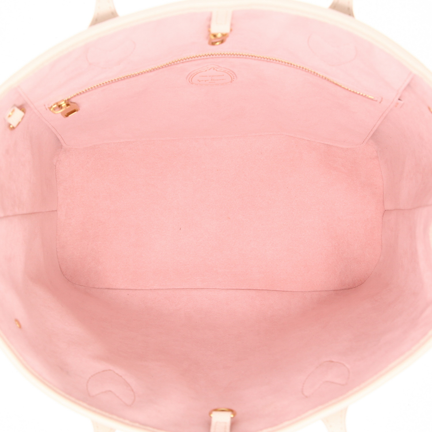 Louis Vuitton  Neverfull Editions Limitées medium model  shopping bag  in ecru empreinte monogram leather - Detail D3