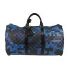 Bolsa de viaje Louis Vuitton  Keepall Editions Limitées en lona a cuadros azul y negra - Detail D1 thumbnail