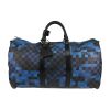 Borsa da viaggio Louis Vuitton  Keepall Editions Limitées in tela a scacchi blu e nera - Detail D1 thumbnail