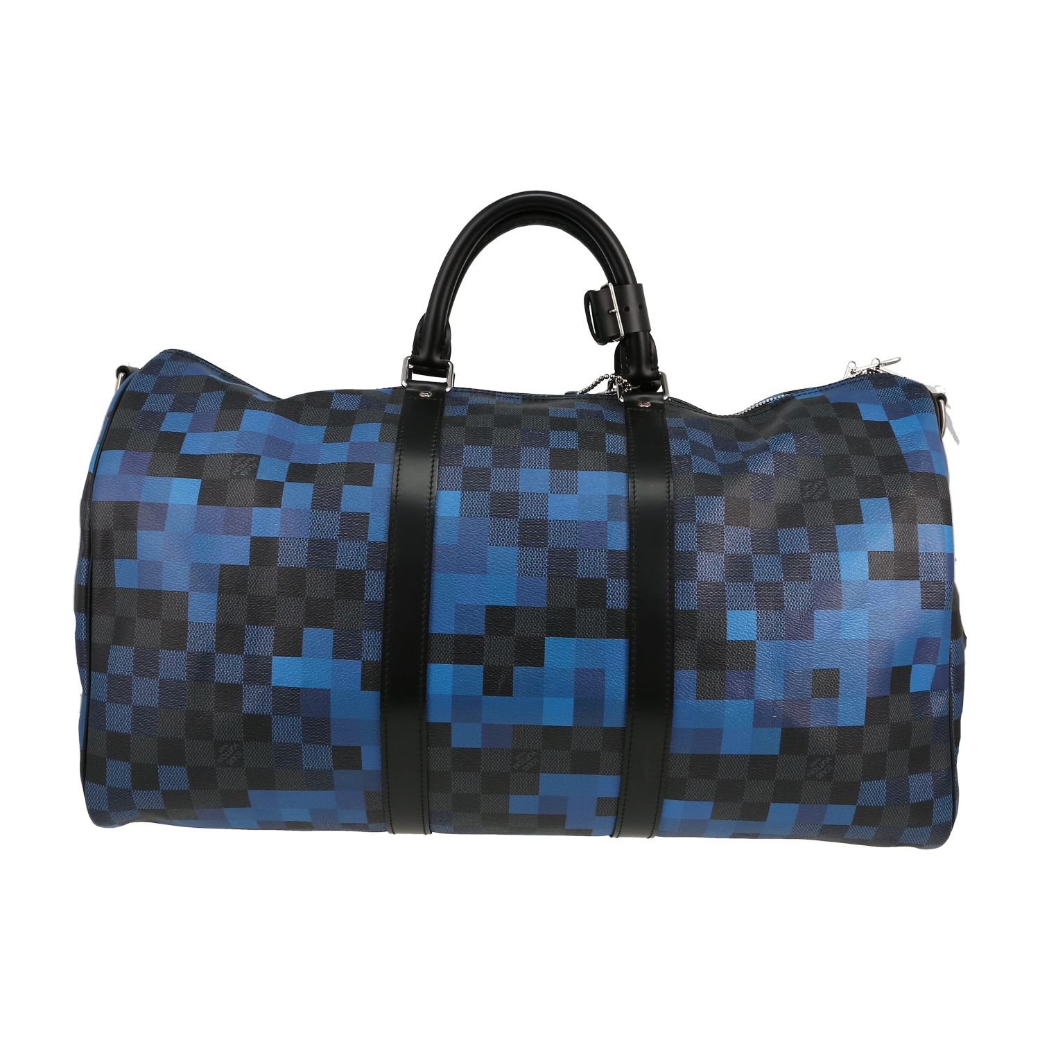 Borsa da viaggio Louis Vuitton  Keepall Editions Limitées in tela a scacchi blu e nera - Detail D5