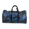Bolsa de viaje Louis Vuitton  Keepall Editions Limitées en lona a cuadros azul y negra - Detail D5 thumbnail