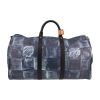 Louis Vuitton  Keepall Editions Limitées travel bag  in blue damier canvas  and black leather - Detail D5 thumbnail