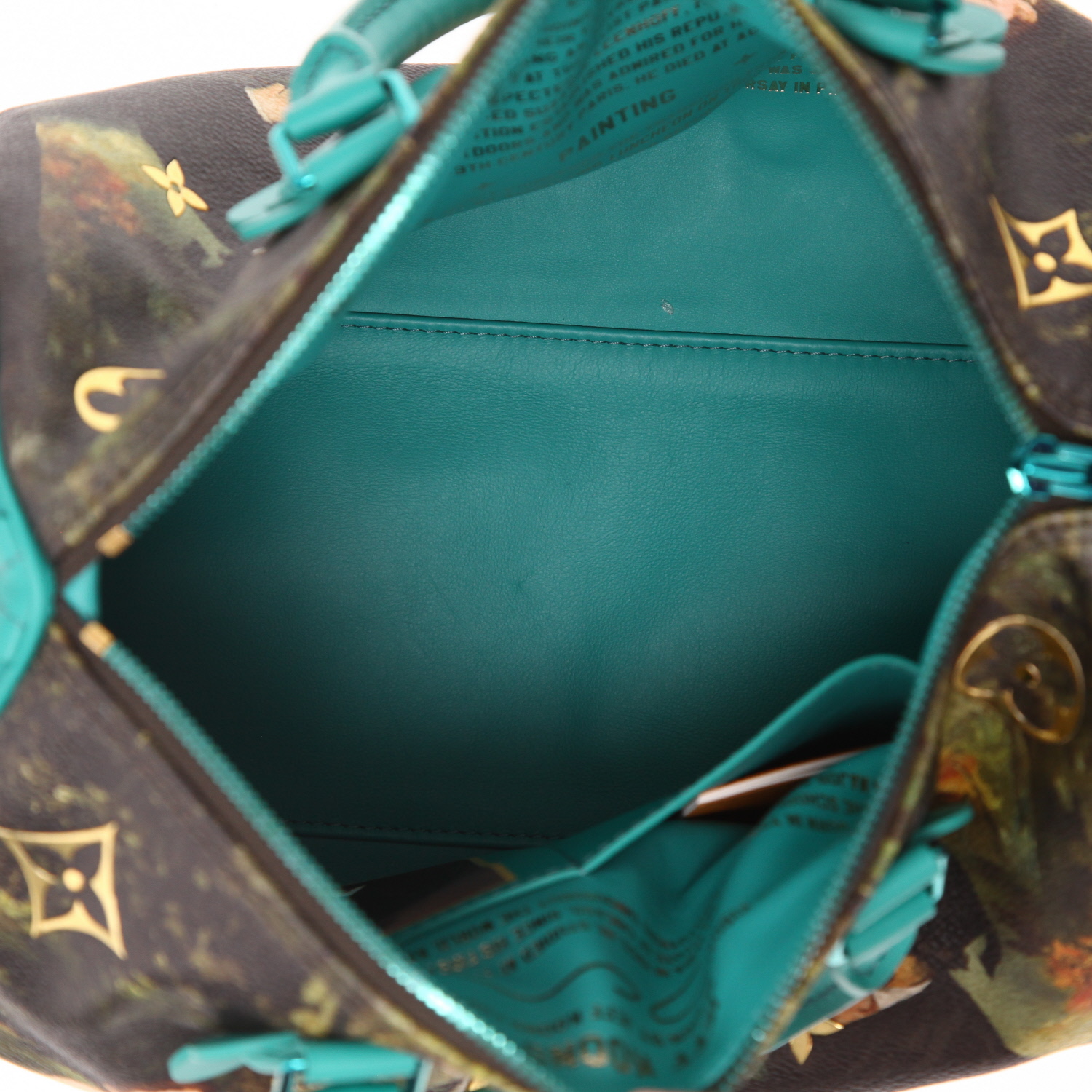 Louis Vuitton Jeff Koons Speedy 30 Manet handbag in multicolor coated canvas  and green leather - Detail D3