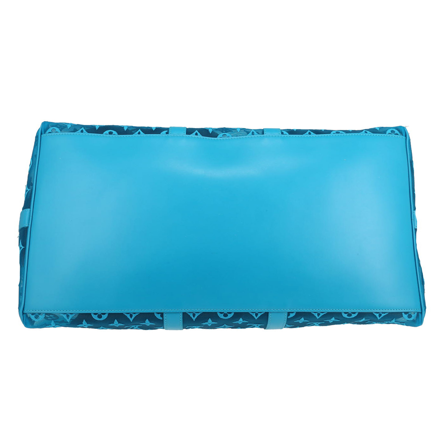 Louis Vuitton  Keepall Editions Limitées travel bag  in blue mesh canvas  and blue leather - Detail D1