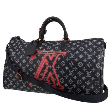 Borsa da viaggio Louis Vuitton   in tela monogram blu bianca e rosa e pelle blu