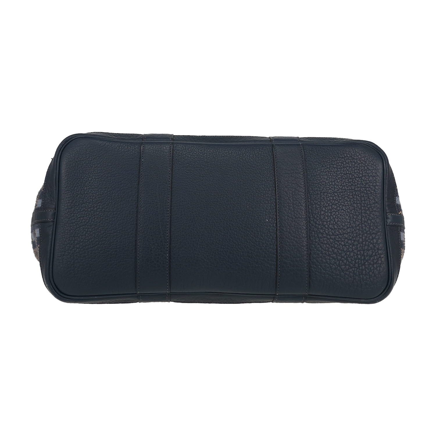 Hermès  Garden Party shopping bag  in blue and beige canvas  and blue leather - Detail D1