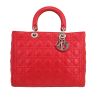 Lady Dior large model  handbag  in red leather cannage - 360 thumbnail