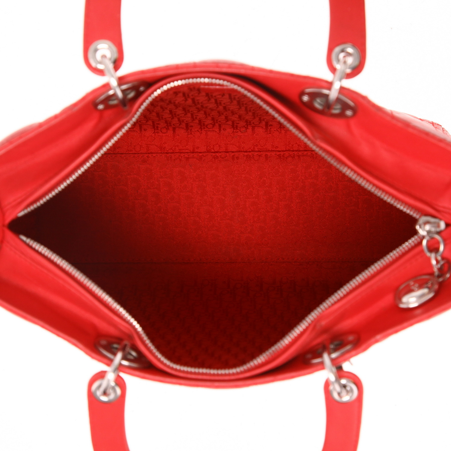 Sac à main  Lady Dior grand modèle  en cuir cannage rouge - Detail D3