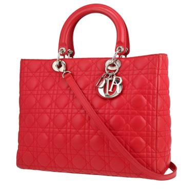 Lady Dior large model  handbag  in red leather cannage