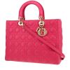 Dior  Lady Dior large model  handbag  in pink leather cannage - 00pp thumbnail