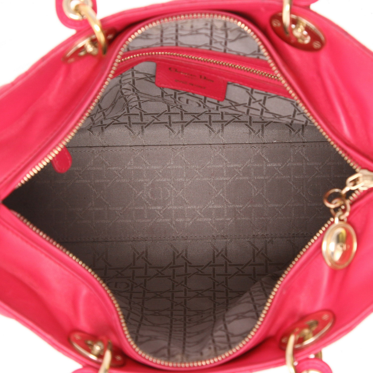Dior  Lady Dior large model  handbag  in pink leather cannage - Detail D3