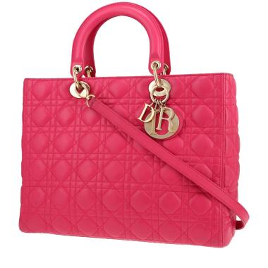 Bolso de mano Dior  Lady Dior modelo grande  en cuero cannage rosa