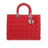 Sac à main Dior  Lady Dior grand modèle  en cuir cannage rouge - 360 thumbnail