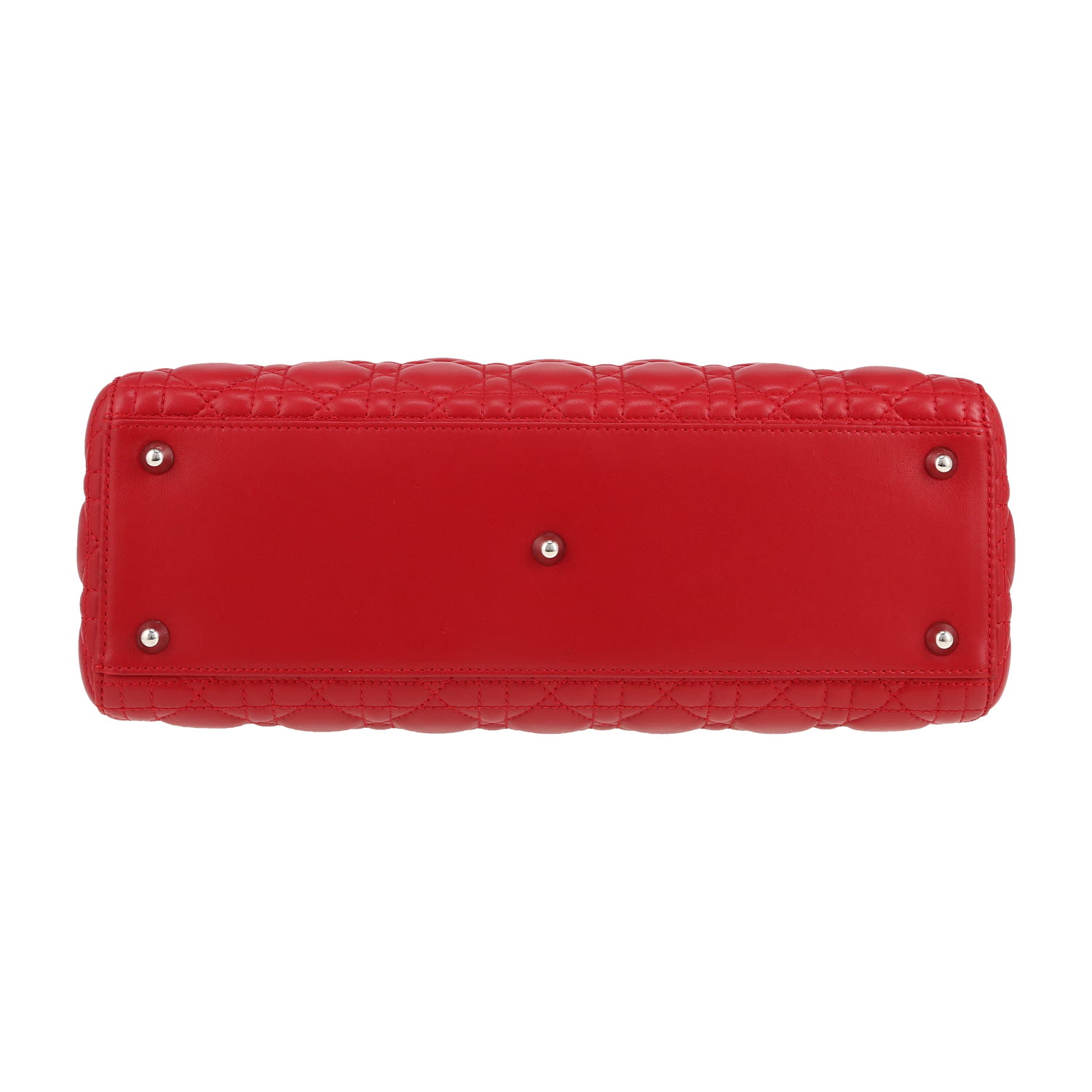 Bolso de mano Dior  Lady Dior modelo grande  en cuero cannage rojo - Detail D1